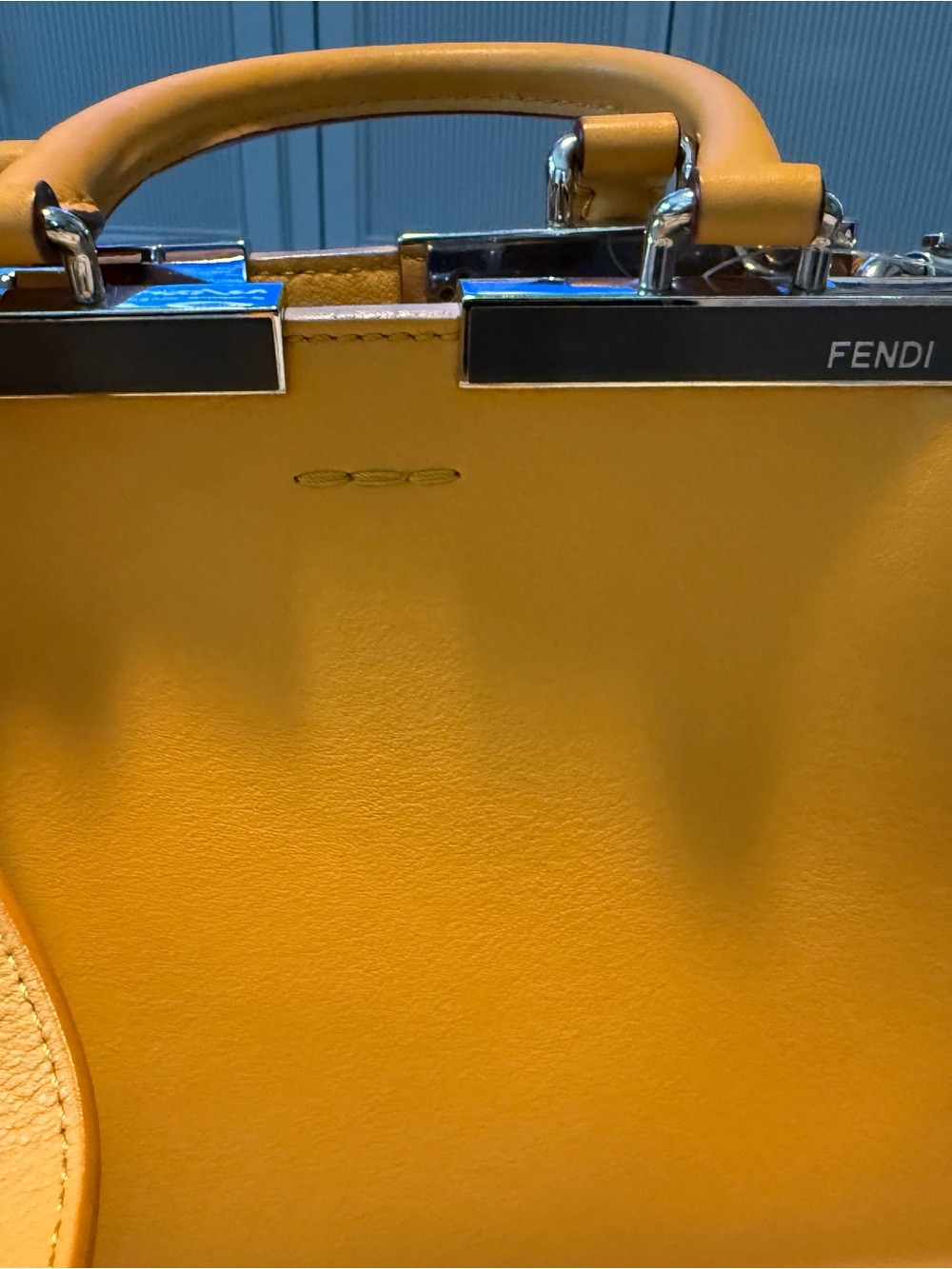 Fendi Yellow Leather Top-Handle Crossbody Bag